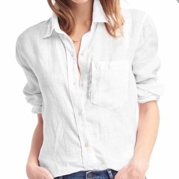GAP Linen Boyfriend Shirt NWT - Picture 3 of 6